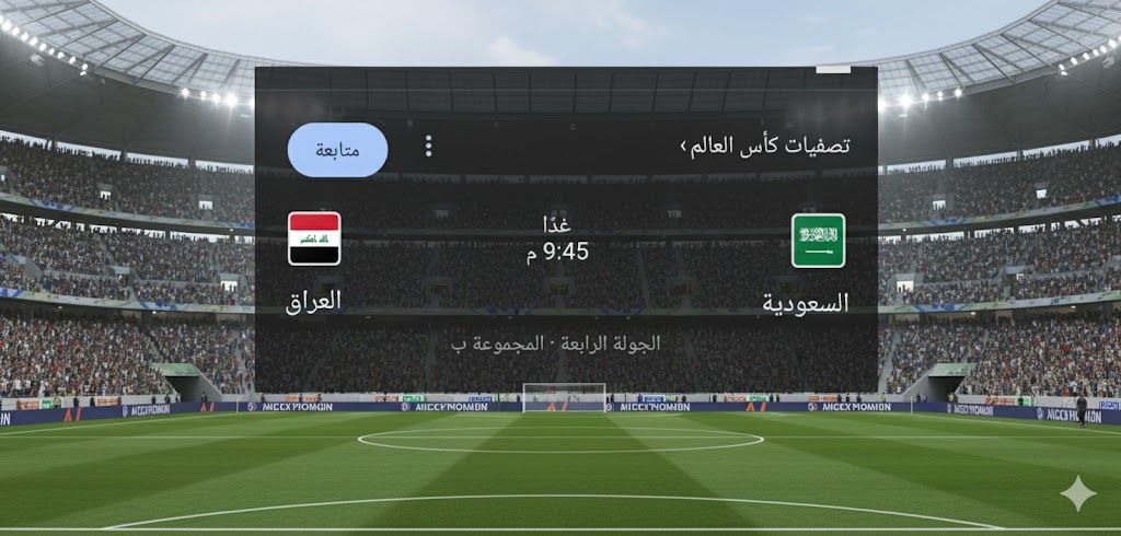 توقيت مباراة السعودية ضد العراق في تصفيات كأس العالم
