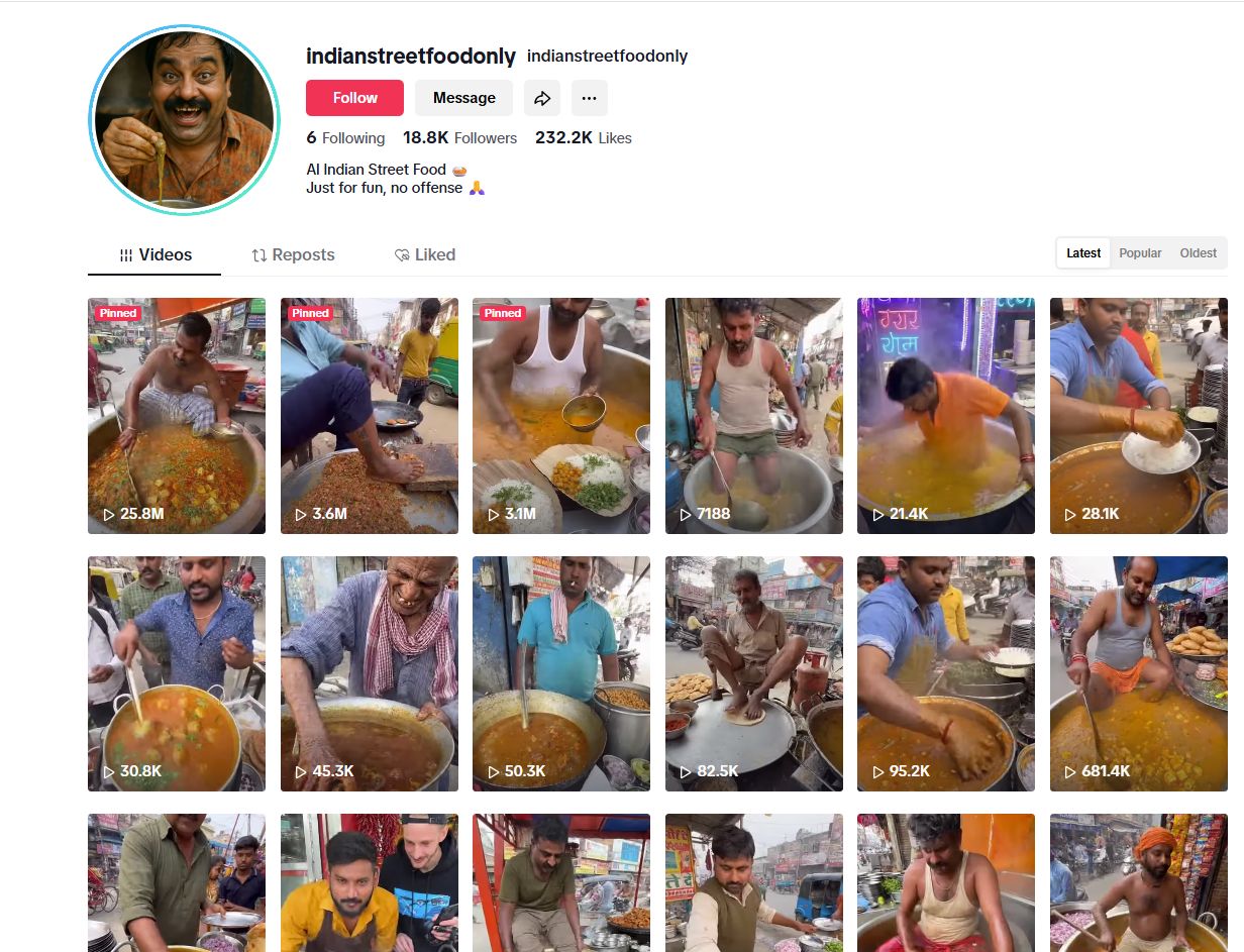 لقطة لحساب indianstreetfoodonly@ في تيك توك