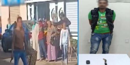 ضبط بائع متجول لّوح بسلاح أبيض في البحيرة - تواصل نيوز