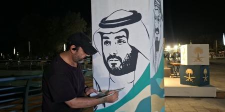 شاهد | ريشة فناني الأحساء ترسم حب الوطن.. لوحات حية تحتفي باليوم الوطني - تواصل نيوز