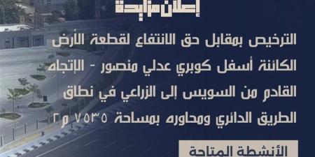 الأحد المقبل، مزاد علني لاستغلال 7500 متر أسفل كوبري عدلي منصور - تواصل نيوز