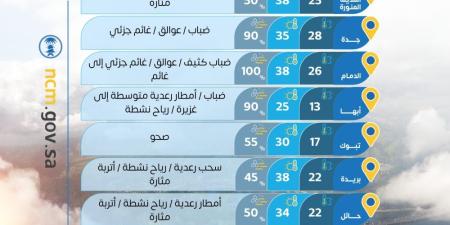 من 24 إلى 38 مئوية.. درجات الحرارة العظمى على بعض مدن المملكة - تواصل نيوز