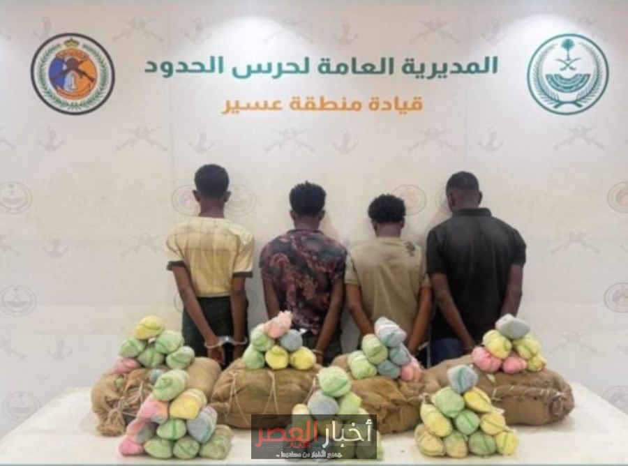 حرس الحدود بعسير ينجح في ضبط 60 كيلوغرامًا من القات بحوزة 4 مخالفين إثيوبيين