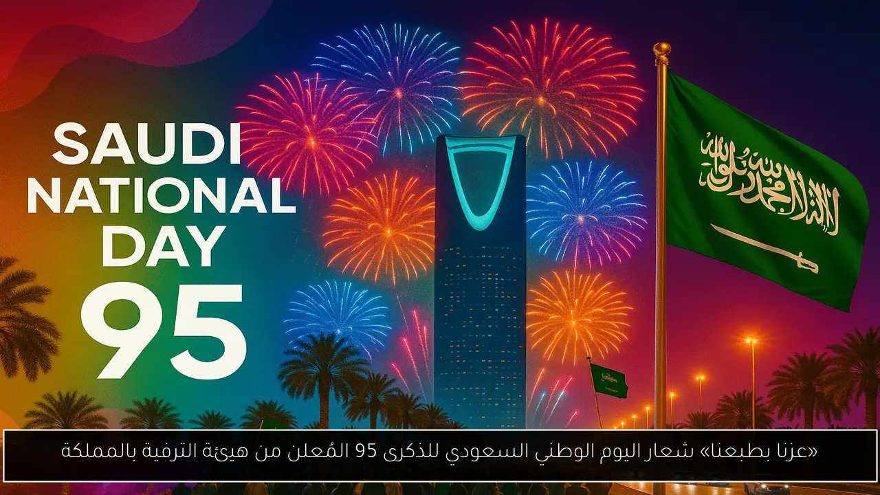 هوية اليوم الوطني السعودي 95 «عزنا بطبعنا» تعبّر عن الأصالة وتعزز مشاعر الانتماء والاعتزاز بالوطن