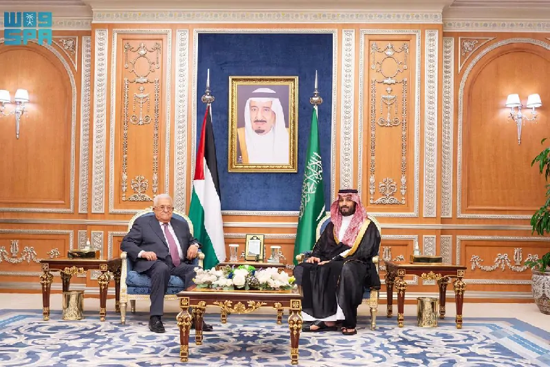 ولي العهد السعودي والرئيس الفلسطيني يتناولان مستجدات القضية الفلسطينية في مراكش