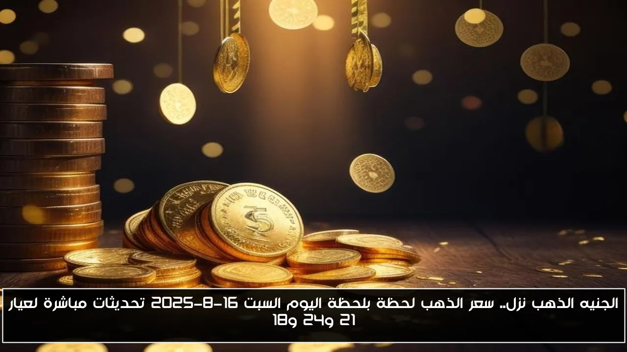 لحظة بلحظة: تراجع سعر الجنيه الذهب وتحديثات يومية لأسعار الذهب عيار 21 و24 و18 اليوم السبت 16 أغسطس 2025