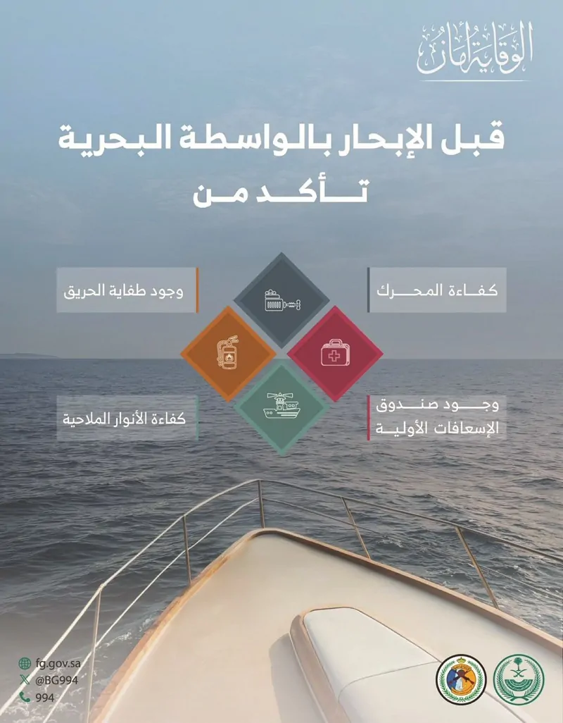جريدة الرياض: التأكد من جاهزية الوسائط البحرية قبل الانطلاق