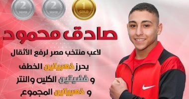 صادق محمود يتألق في بطولة أفريقيا للأثقال ويحقق 6 ميداليات