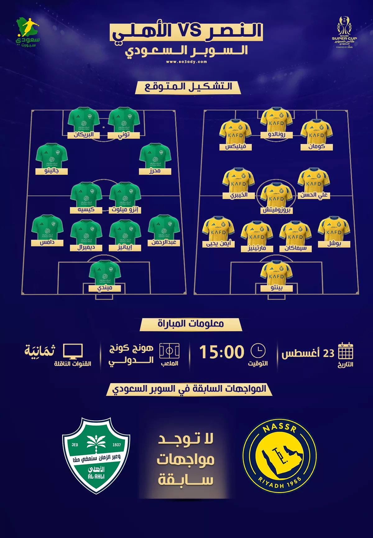 النصر السعودي: كل ما تحتاج معرفته عن موعد المباراة والقناة الناقلة والتشكيل المتوقع 5 النصر السعودي: كل ما تحتاج معرفته عن موعد المباراة والقناة الناقلة والتشكيل المتوقع