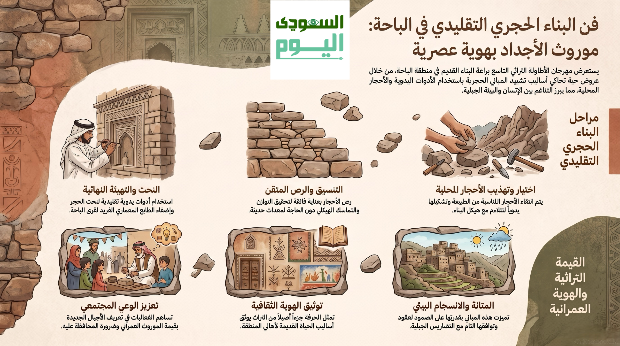 مهرجان الأطاولة التراثي التاسع يعزز فن البناء الحجري ويُبرز الهوية العمرانية للباحة